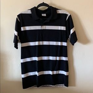 Black and white striped polo